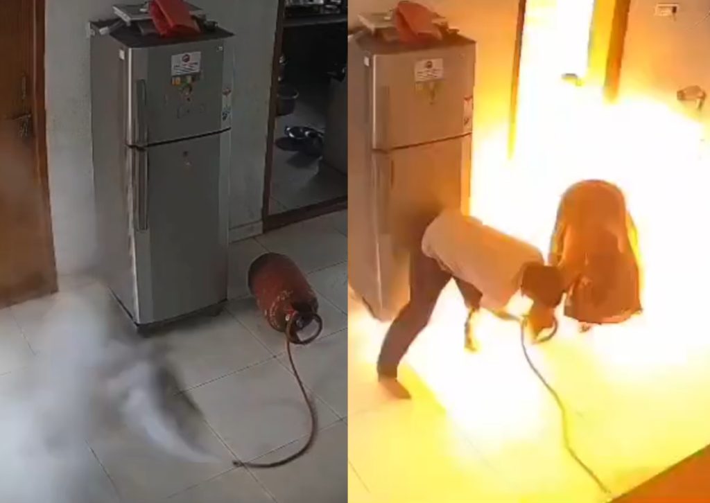 Vídeo: Vazamento de gás causa explosão em residência e casal se salva por pouco; assista