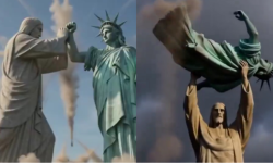 Cristo Redentor e Estátua da Liberdade se enfrentam em provocativa campanha publicitária do Irã